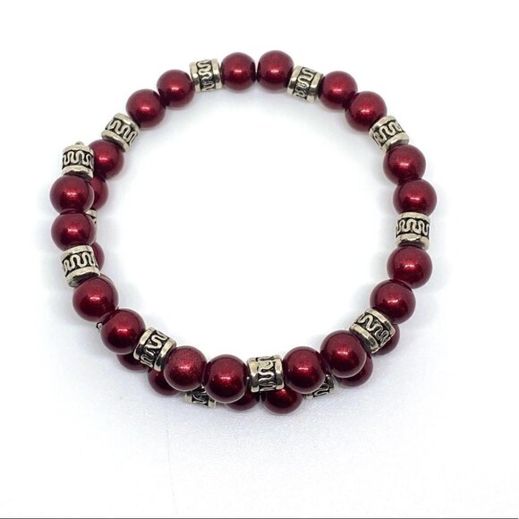Red and Silver Adjustable Wrap Bracelet​ - Picture 1 of 8